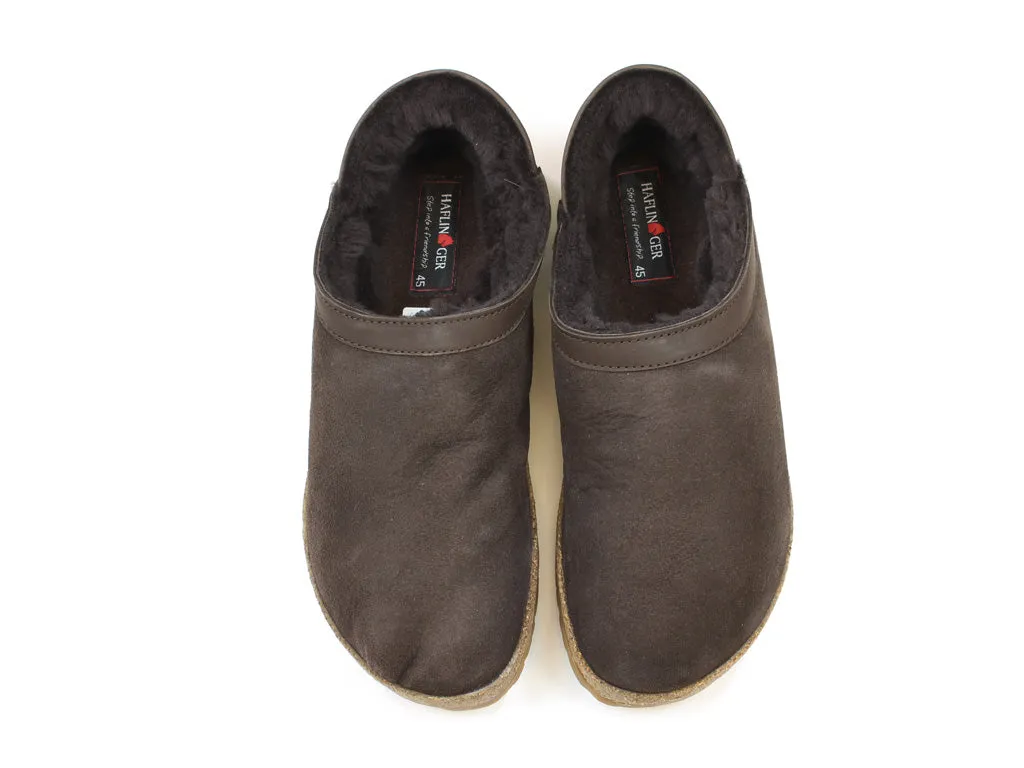 TPU Stability Velvet Soft (Second Quality) Haflinger Sheepskin Clogs Siberia Brown