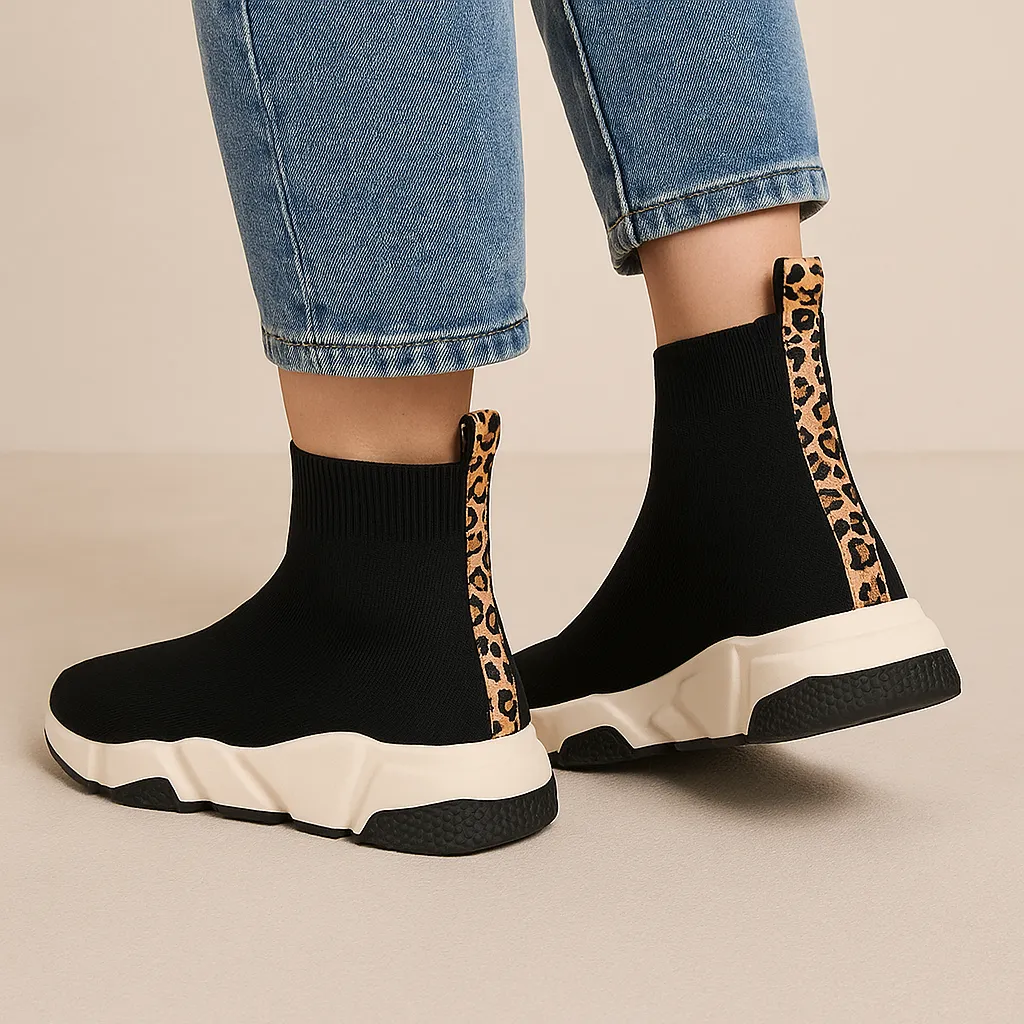 Betty Black/Leopard Ribbon Easy Match Soft outsole