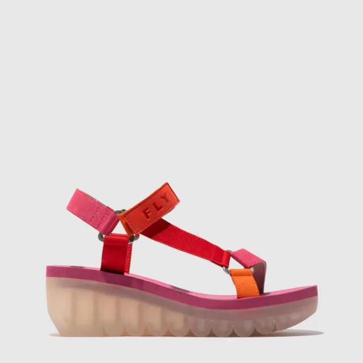 FLY LONDON YEFA DEVIL RED MULTICOLOR VIOLET Active Summer Footwear Lounge Mood