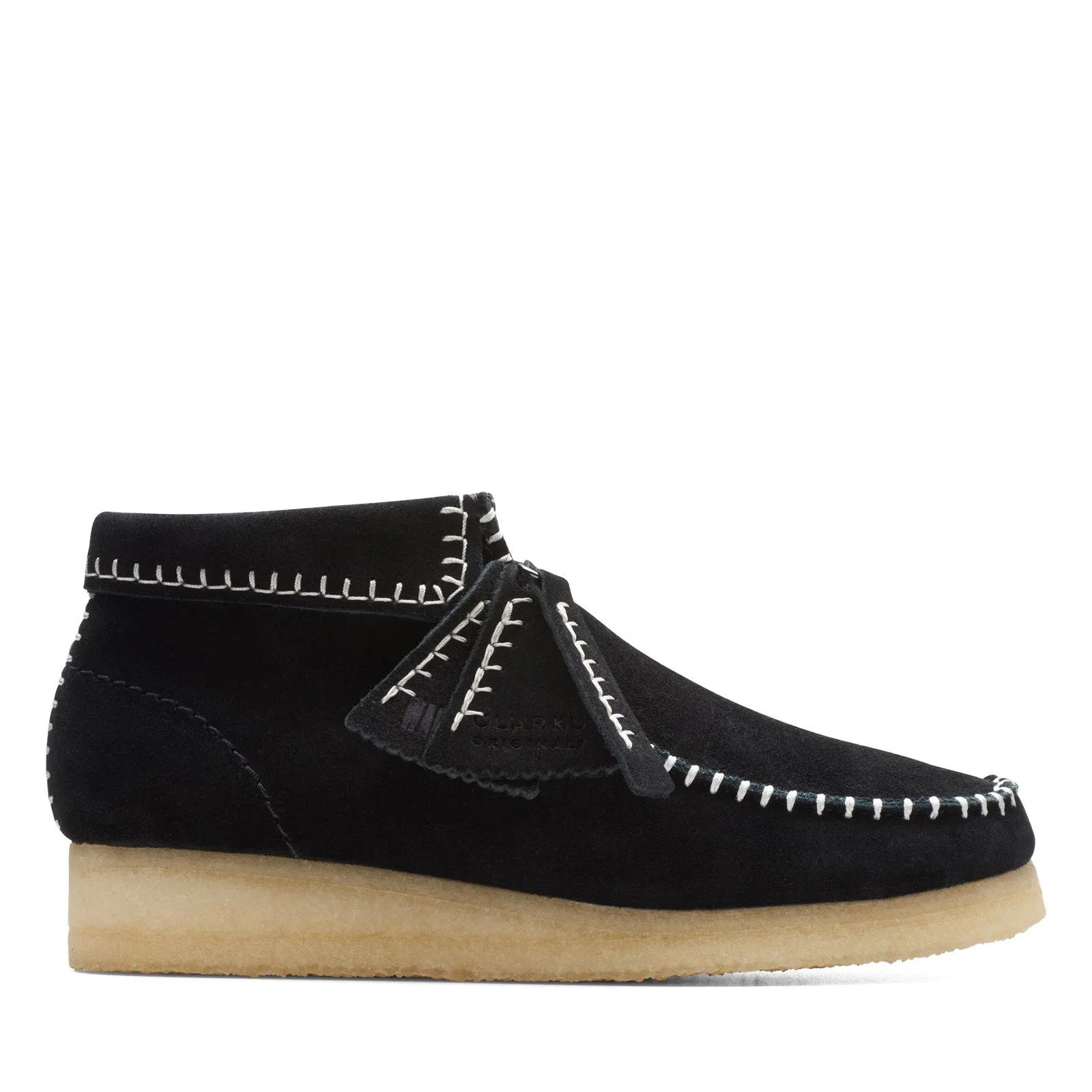 TPU Outsole Urban Commute Clarks Wallabee Boot Stitch 26173225 Womens Black Suede Chukkas Boots