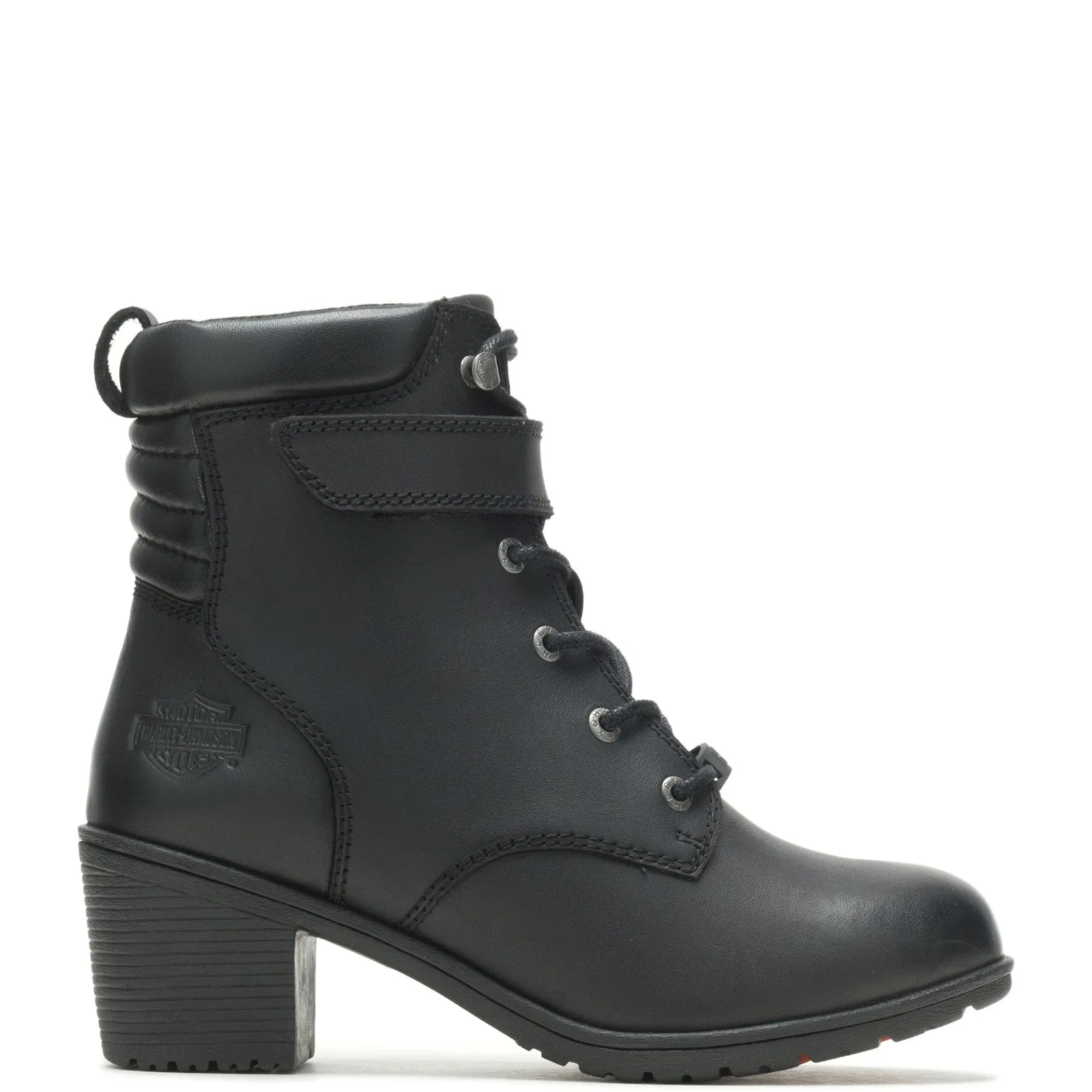 Harley-Davidson Fannin 5" Lace D84642 Womens Black Leather Motorcycle Boots Travel Ready Breathable Design