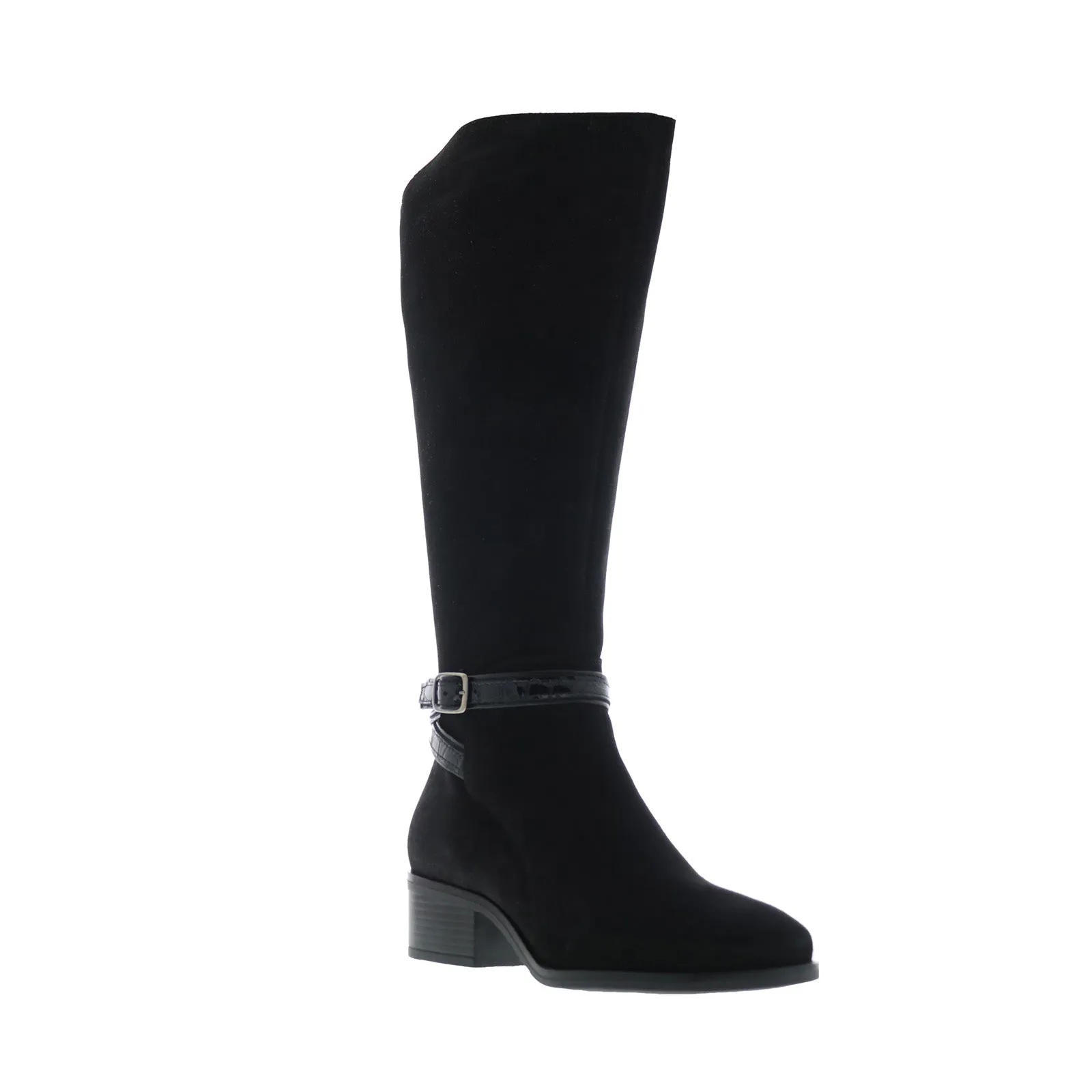 Bos. & Co. Jade Womens Black Suede Zipper Knee High Boots Premium Leather