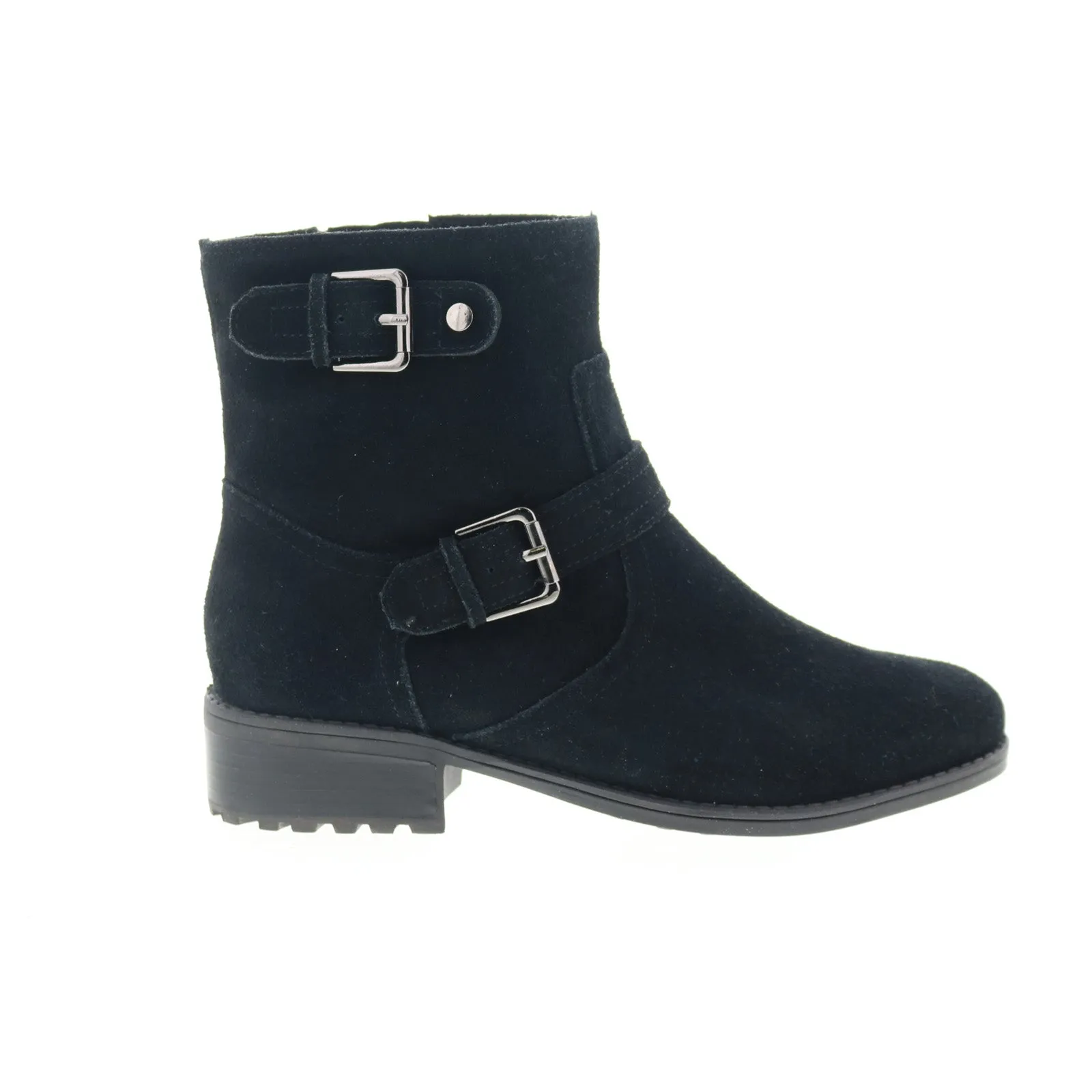 Easy Spirit Rella SERELLA Womens Black Wide Leather Casual Dress Boots Heavy Duty