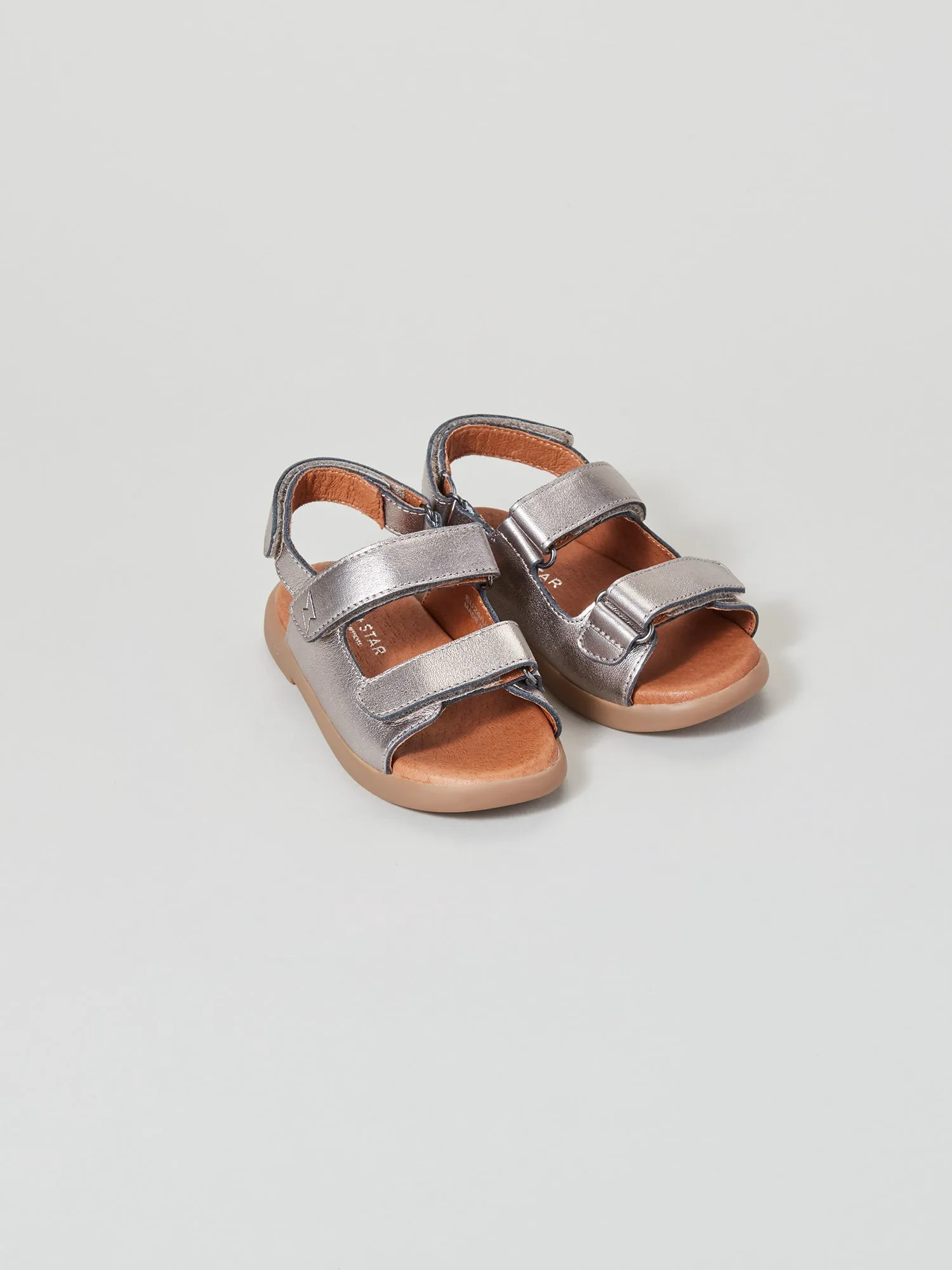 Mono Tone Solar Infant Strap Sandal Pewter Moon