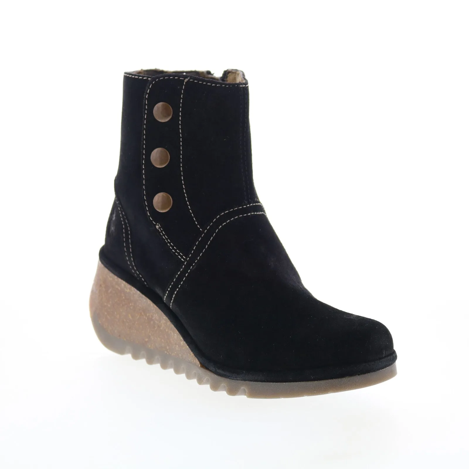 Fly London Nery NERY336FLY-006 Womens Black Suede Ankle & Booties Boots Lace-Up Style