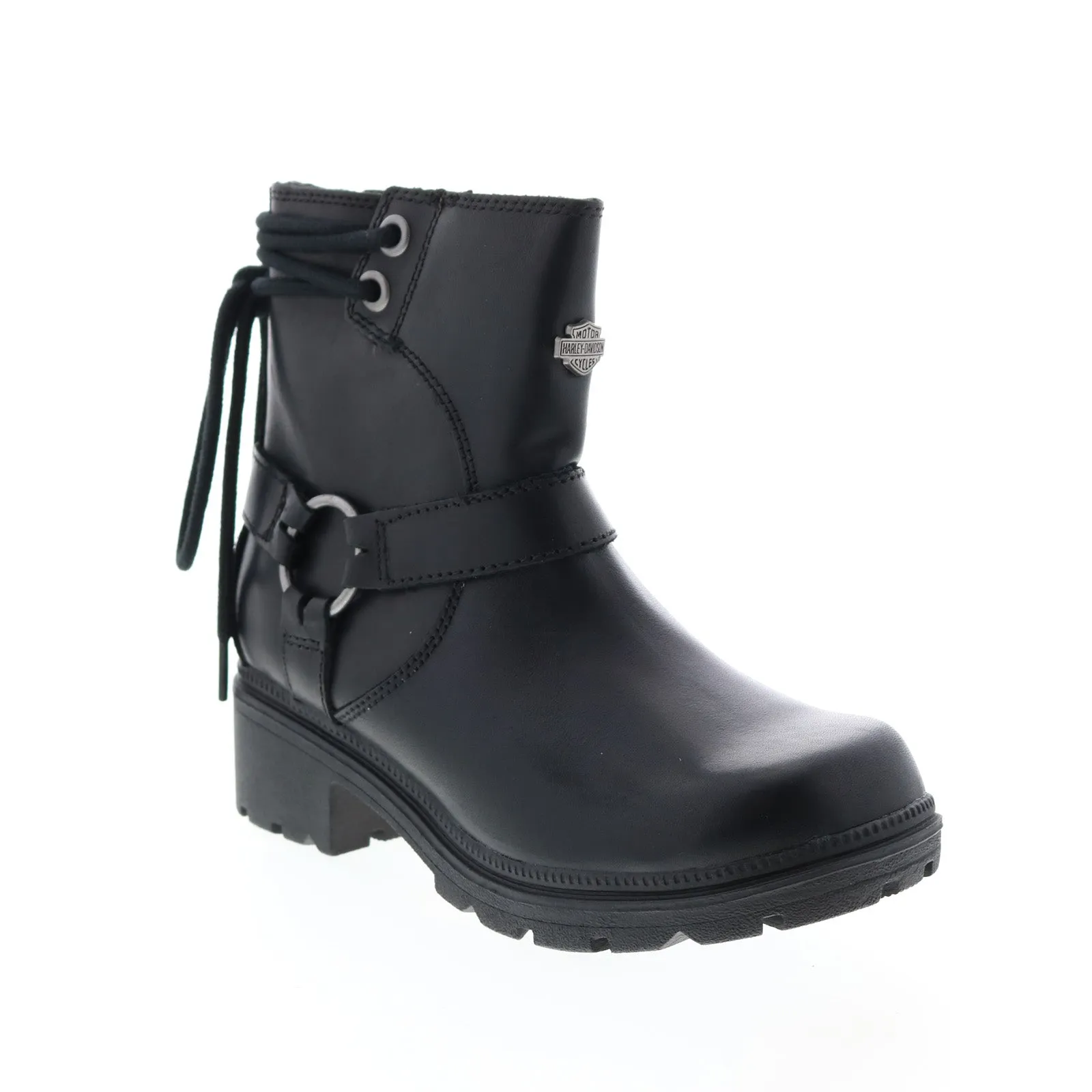 Harley-Davidson Tegan 5" Back Lace Harness Womens Black Motorcycle Boots Desert Wear Easy Pairing