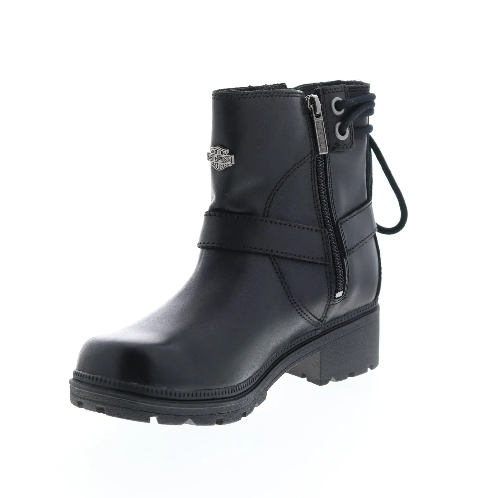 Harley-Davidson Tegan 5" Back Lace Harness Womens Black Motorcycle Boots Long Travel ground grip