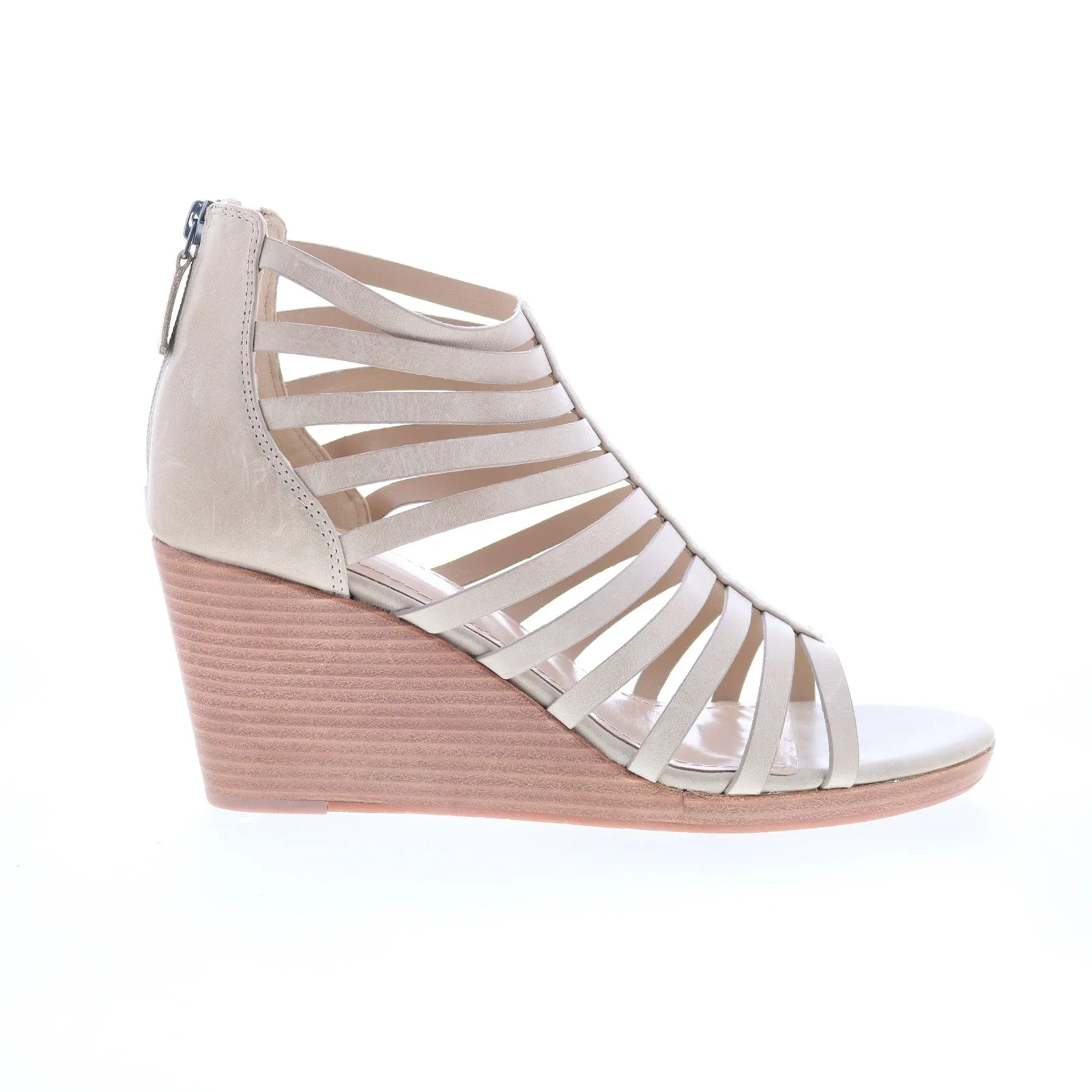 Holiday Heels Johnston & Murphy 78-43096 Womens Beige Leather Wedges Heels Shoes