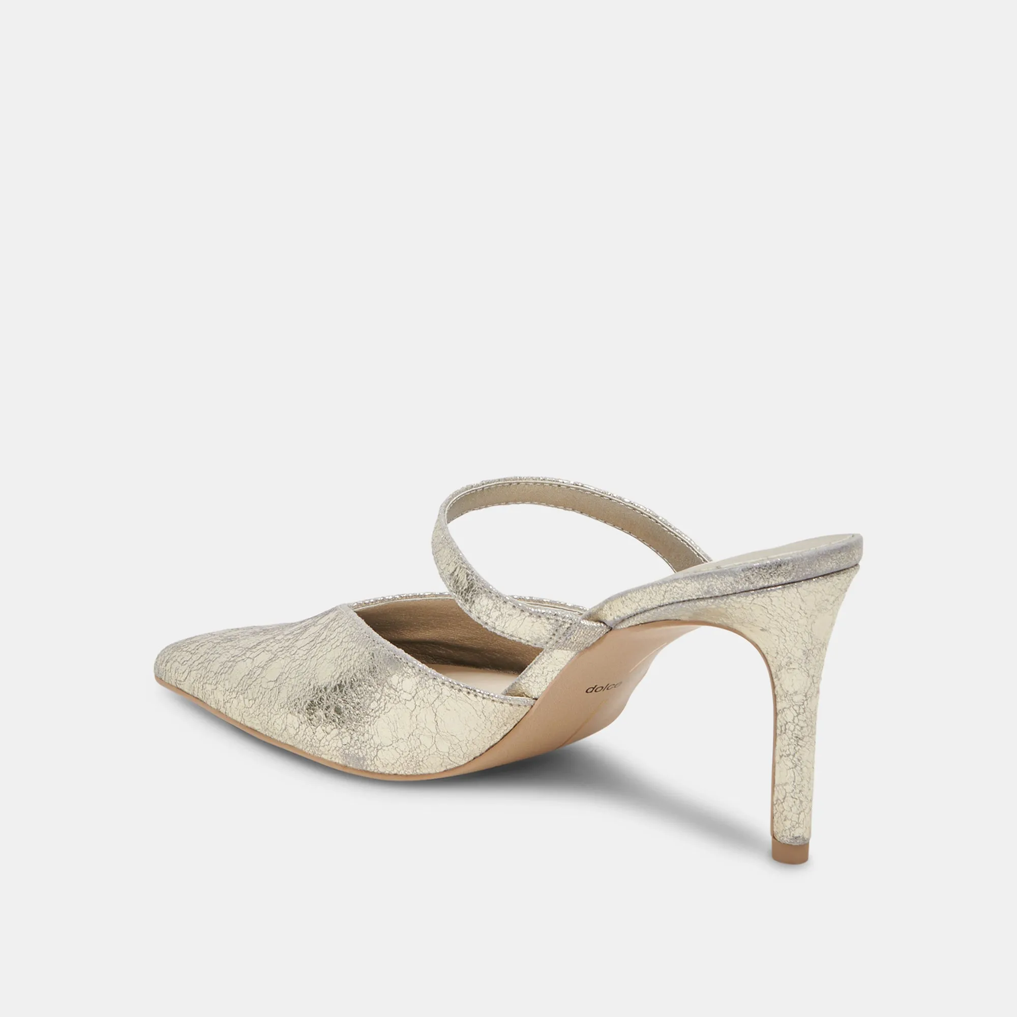 KANIKA WIDE HEELS PLATINUM DISTRESSED LEATHER Elastic Sling