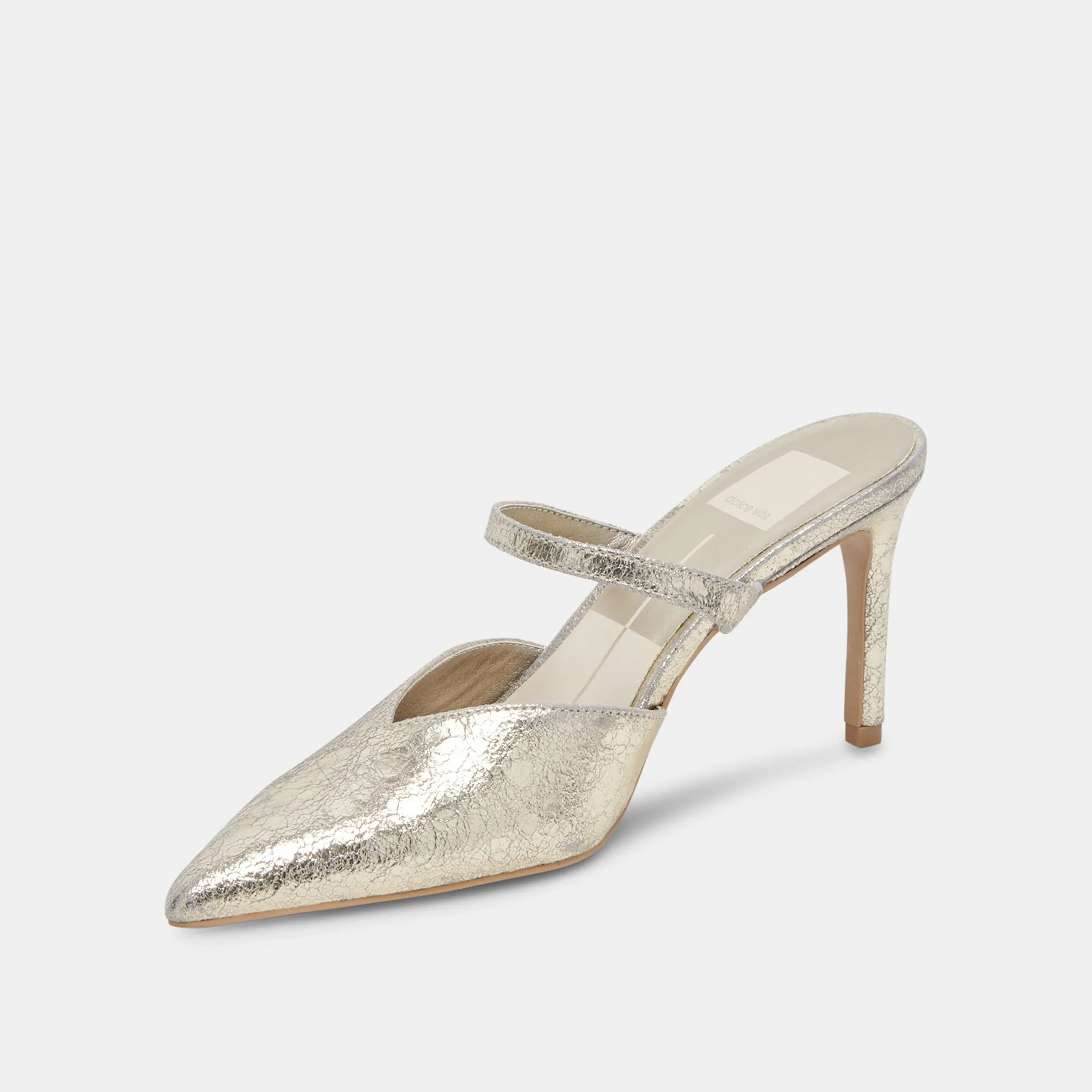 KANIKA WIDE HEELS PLATINUM DISTRESSED LEATHER Seasonal High Heels Comfortable fit