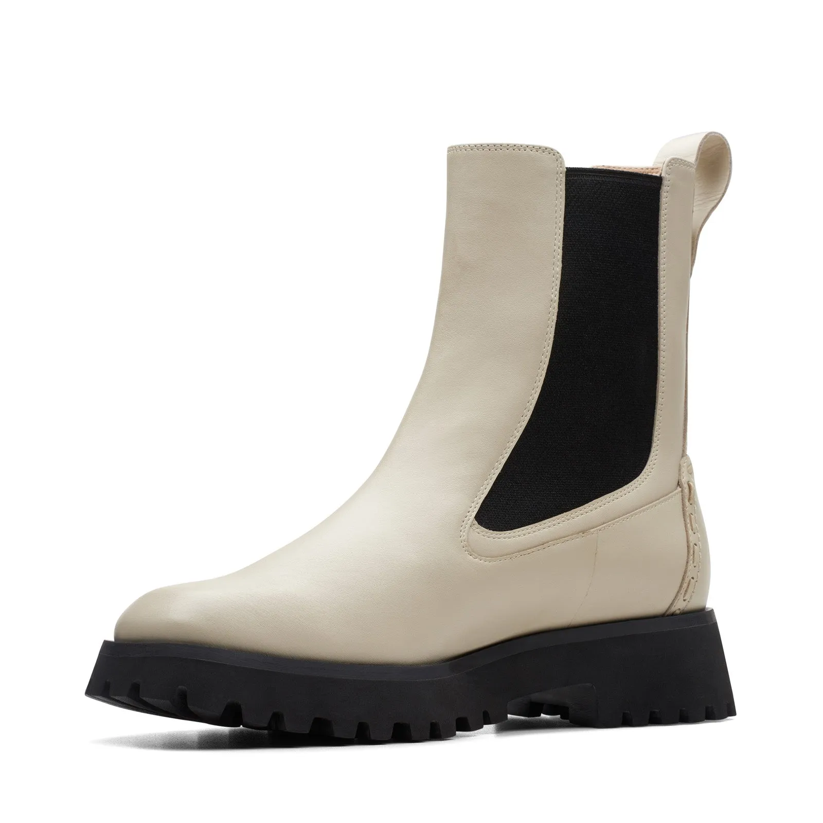 Work Utility Ranch Wear Clarks Stayso Rise 26174711 Womens Beige Leather Slip On Chelsea Boots