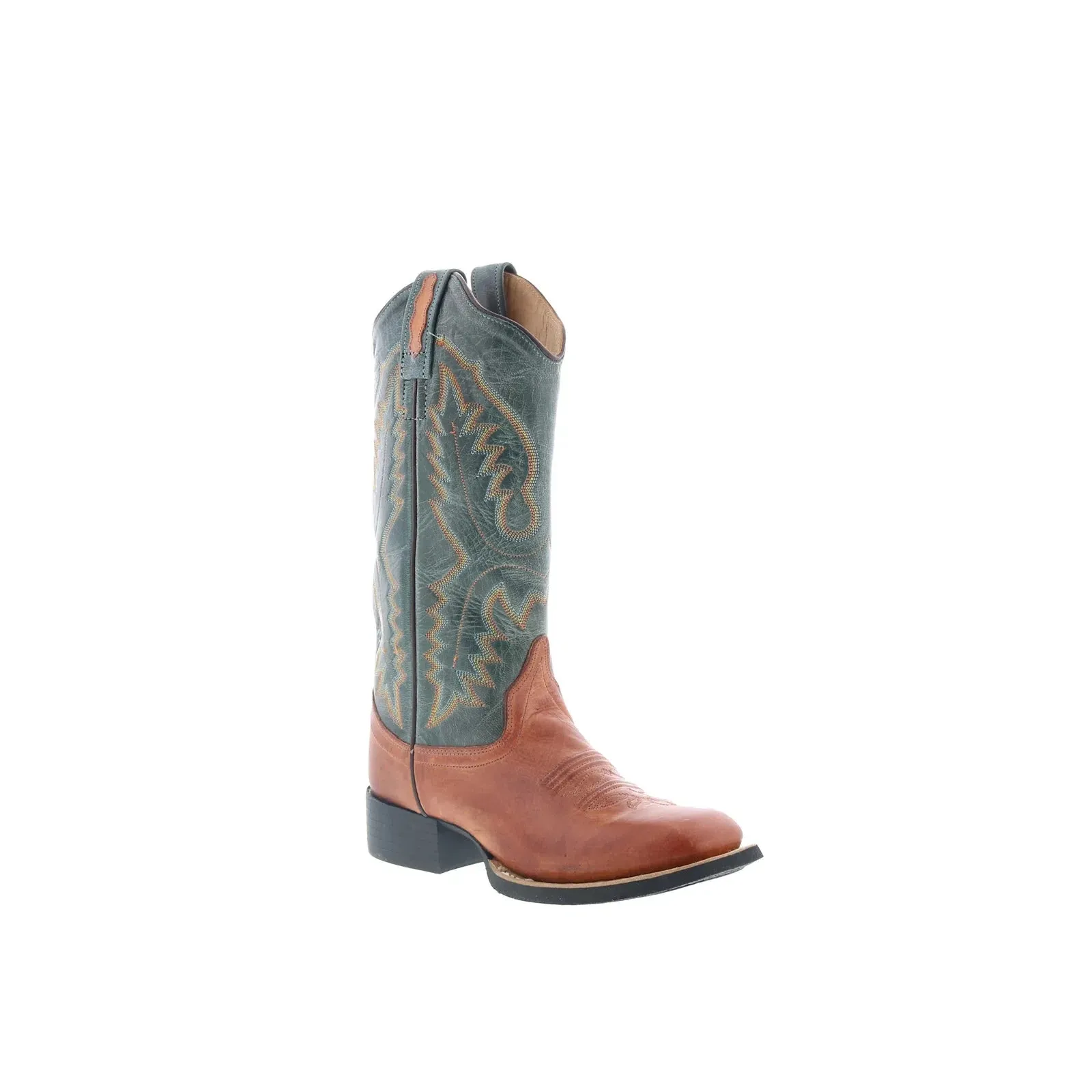 Wide Sole Jama Old West BSL1873 Womens Brown Leather Slip On Cowboy Western Boots