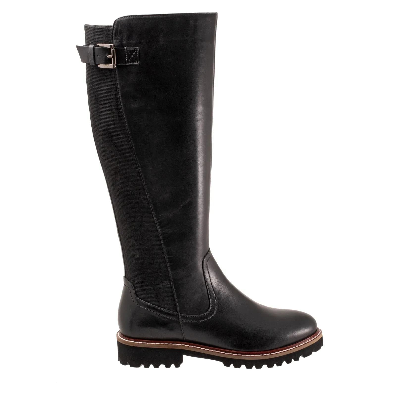 Softwalk Inara S2265-001 Womens Black Wide Leather Knee High Boots Classic Appeal Daily Rugged