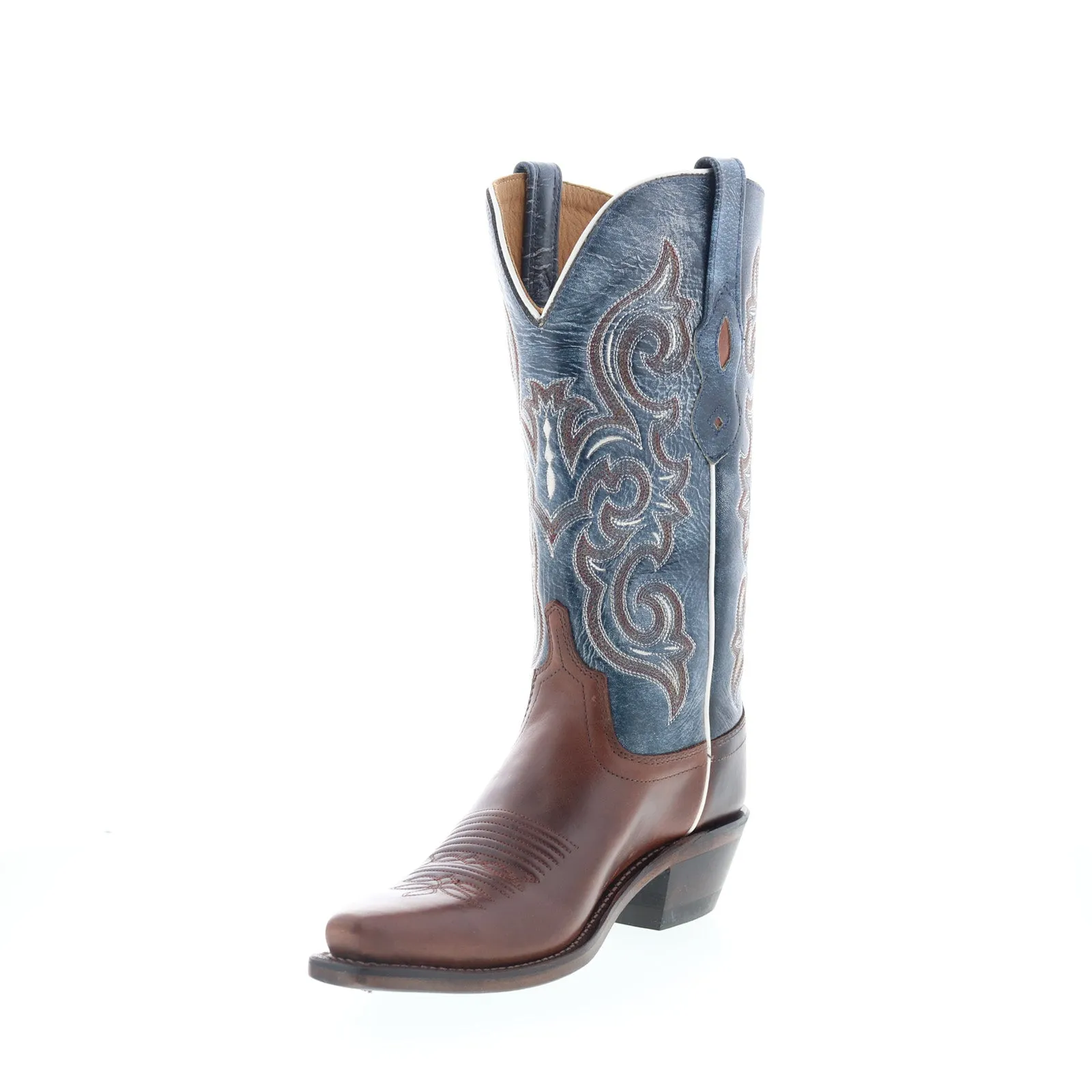 Lace-Up Design Jama Old West LF1556 Womens Brown Leather Slip On Cowboy Western Boots