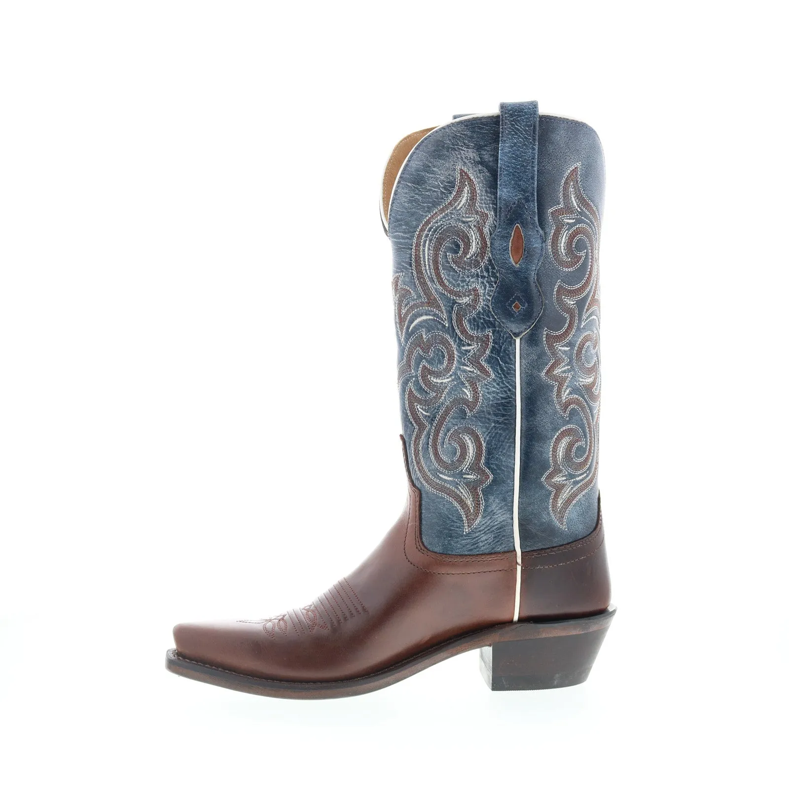 Work Approved Jama Old West LF1556 Womens Brown Leather Slip On Cowboy Western Boots