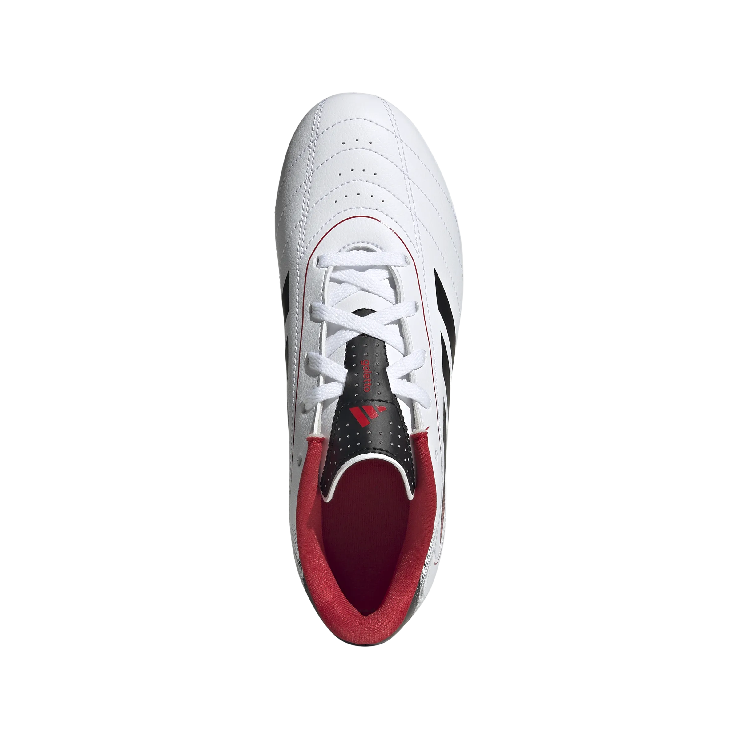 Supportive shock absorption Urban breathability Adidas Goletto IX FG/MG Jnr Football Boots (White/Core Black/Better Scarlet)
