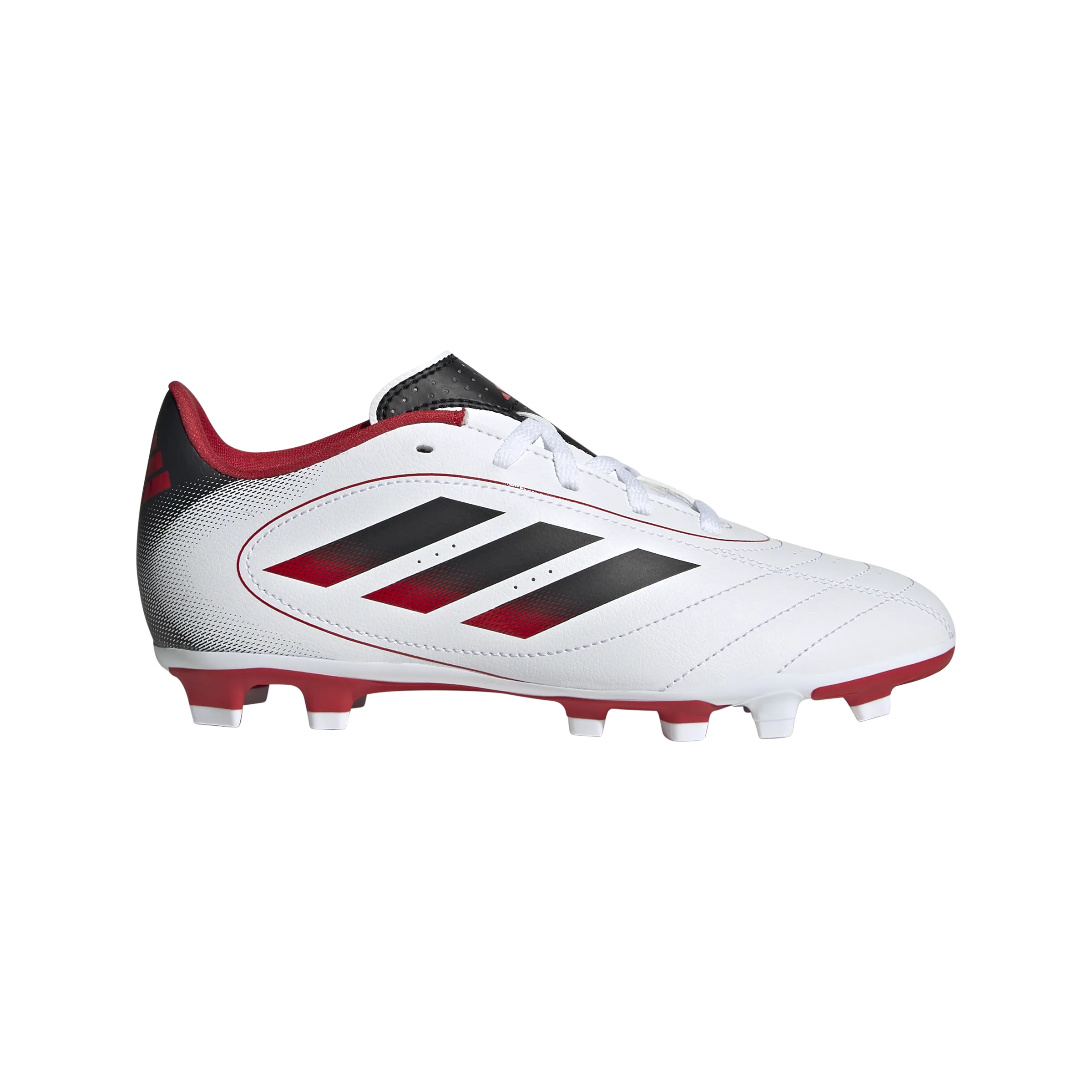 Adidas Goletto IX FG/MG Jnr Football Boots (White/Core Black/Better Scarlet) Dynamic silhouette commuters
