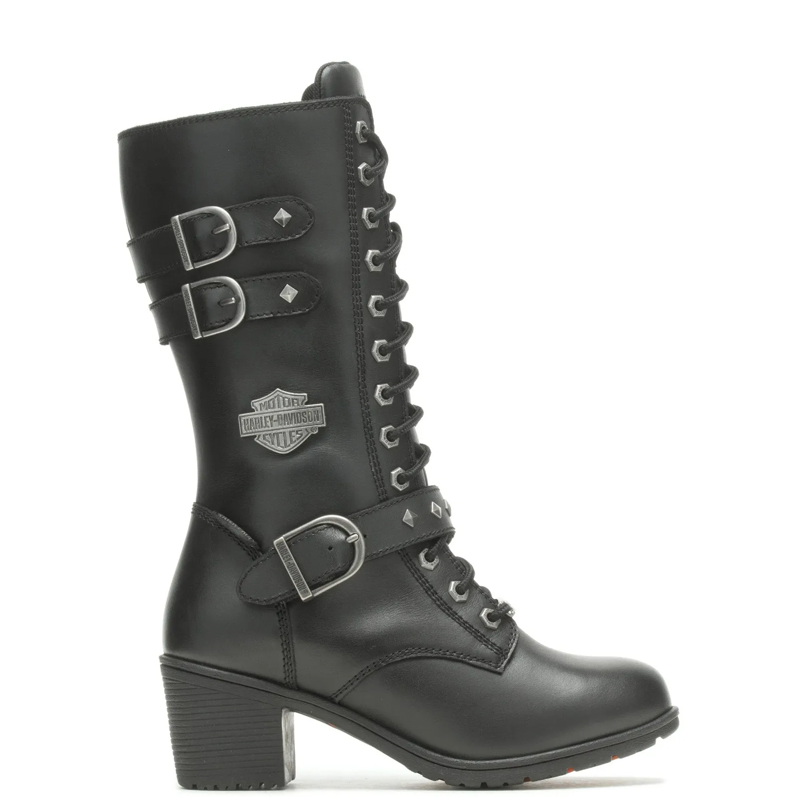 Versatile Harley-Davidson Aldale 13" WP Tall Lace Womens Black Motorcycle Boots