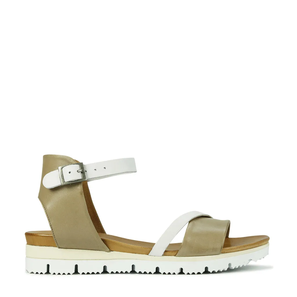 Elite Cushioning Long - distance Sode Leather Ankle Strap Sandals
