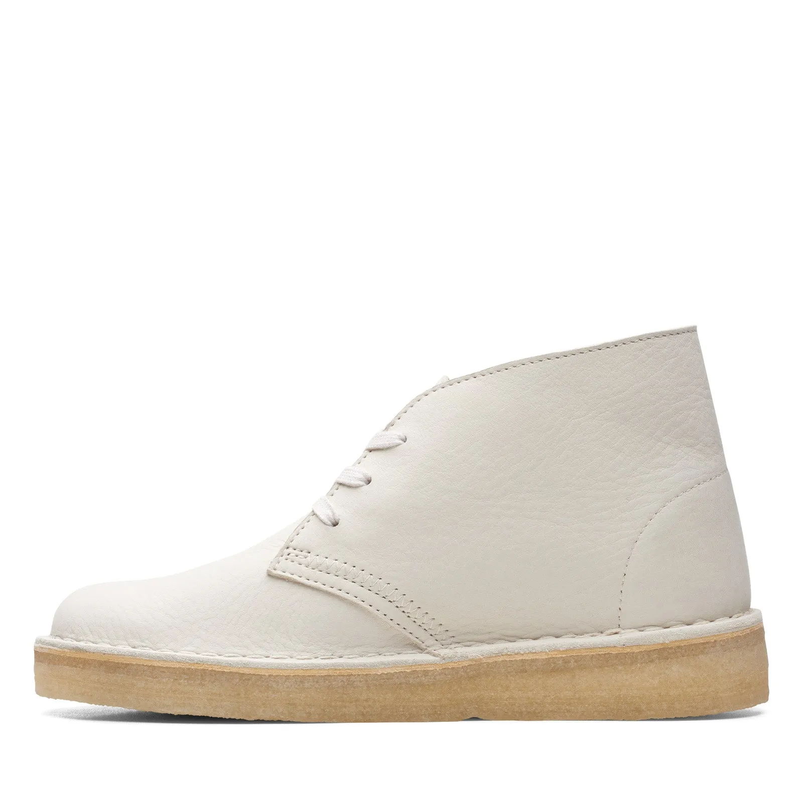 Construction Ready Clarks Desert Coal 26165813 Womens White Nubuck Lace Up Chukkas Boots