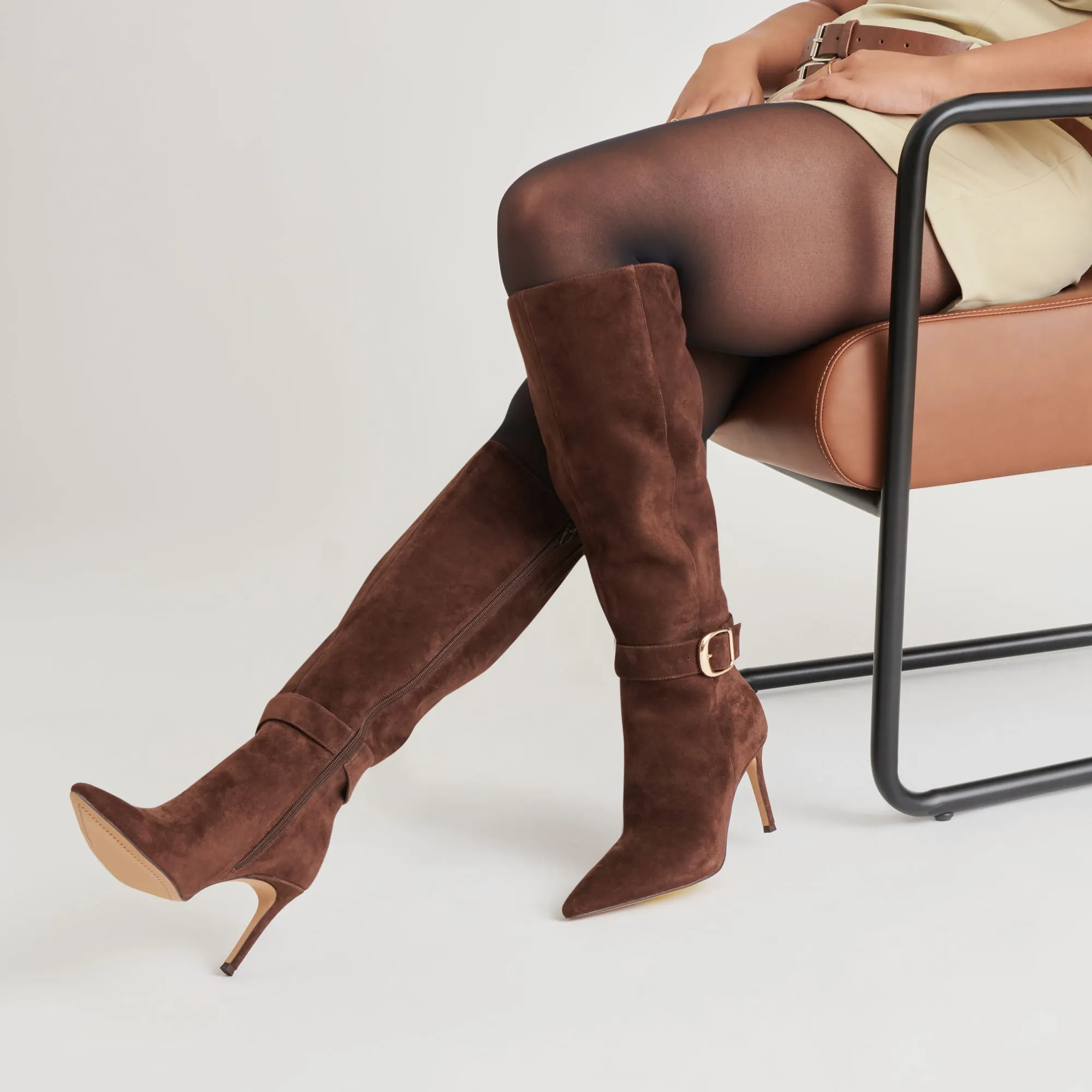 Flexible Comfort All Purpose KINZY WIDE CALF BOOTS DK BROWN SUEDE