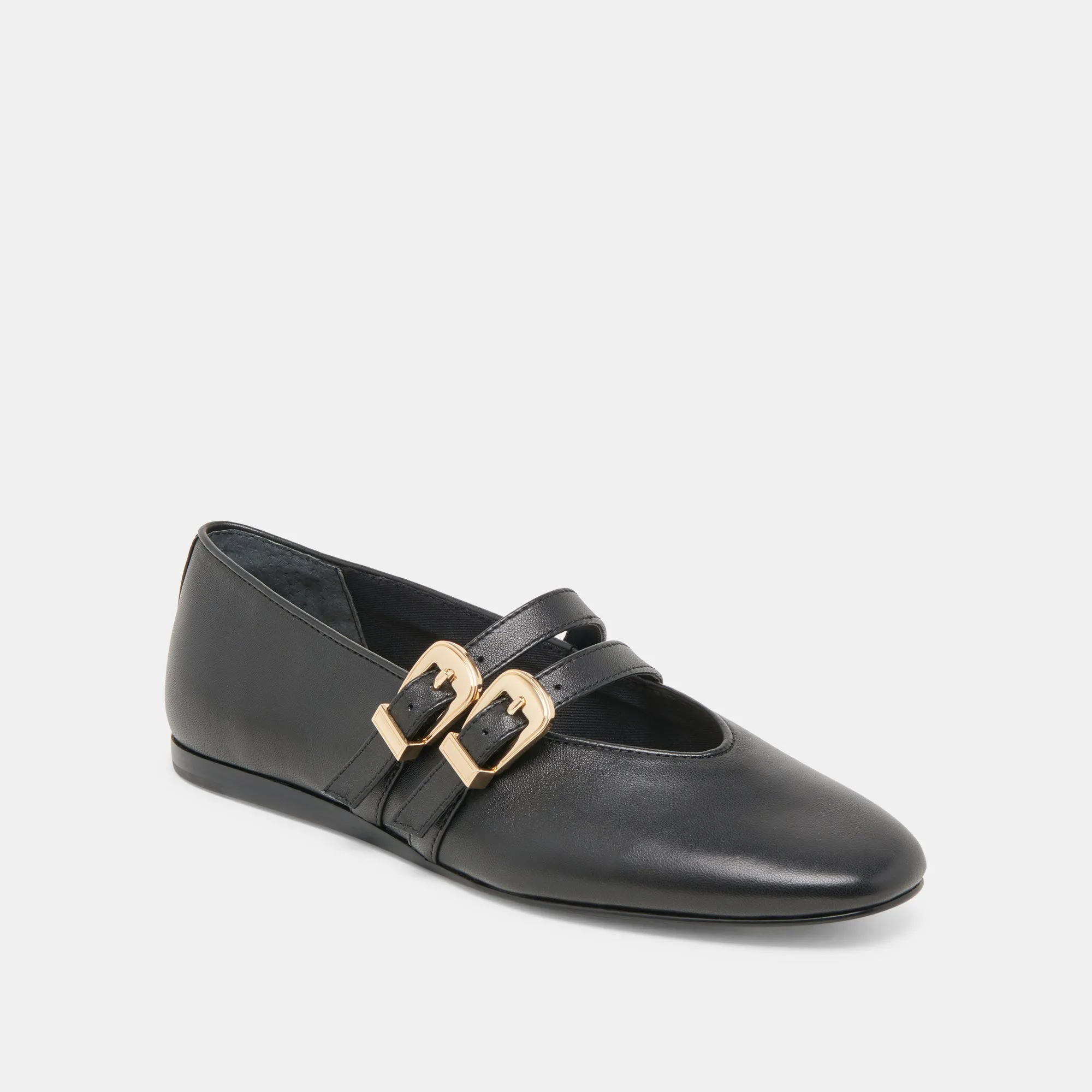 Airport Style BAYLEE BALLET FLATS BLACK LEATHER