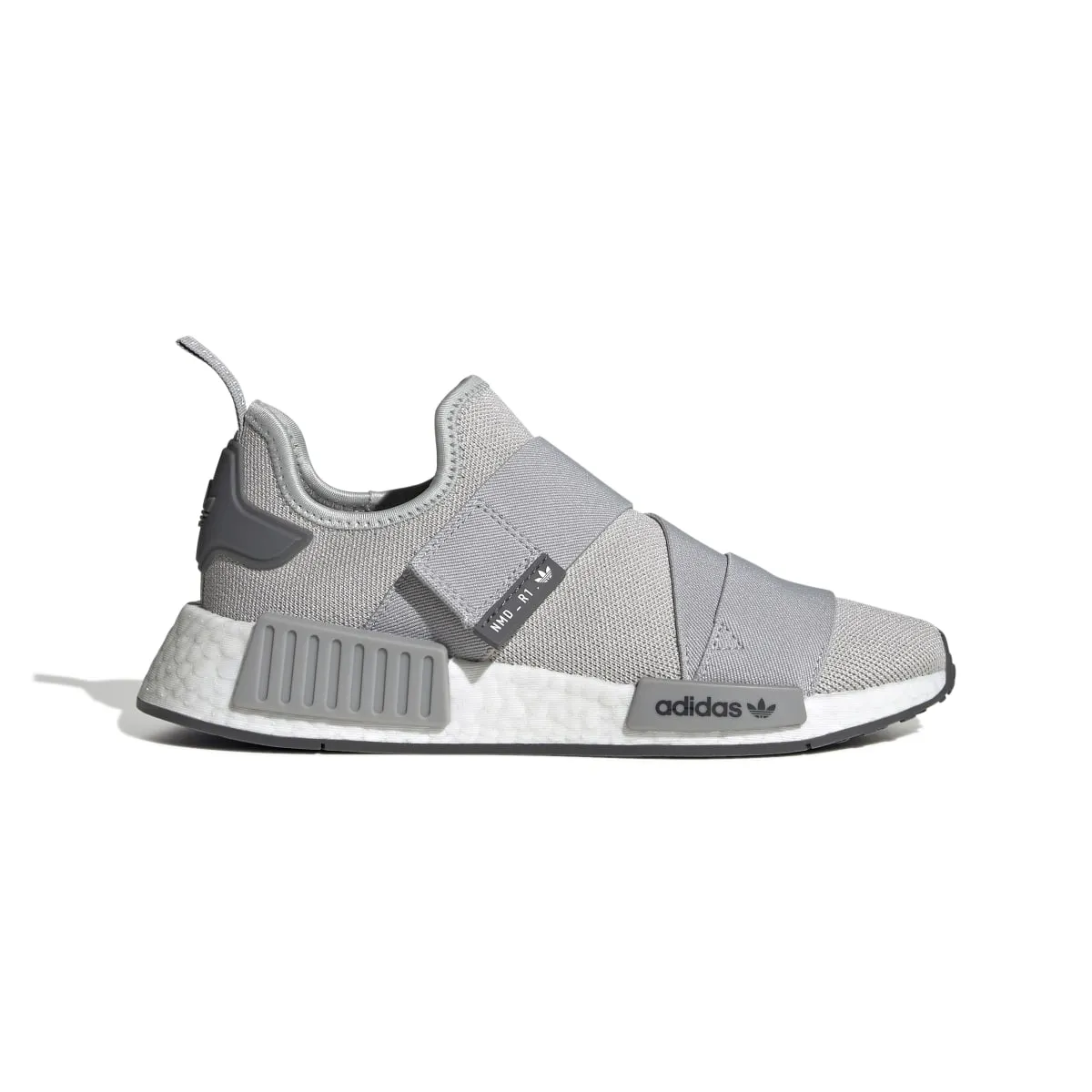 smooth - finish shoes fitness shoes ADIDAS GW9470 NMD_R1 STRAP WMN'S (Medium)  Gray/White/Gray Stretch Knit Running Shoes