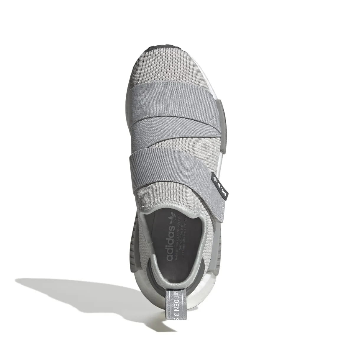 ADIDAS GW9470 NMD_R1 STRAP WMN'S (Medium)  Gray/White/Gray Stretch Knit Running Shoes Triathlon 5K shoes