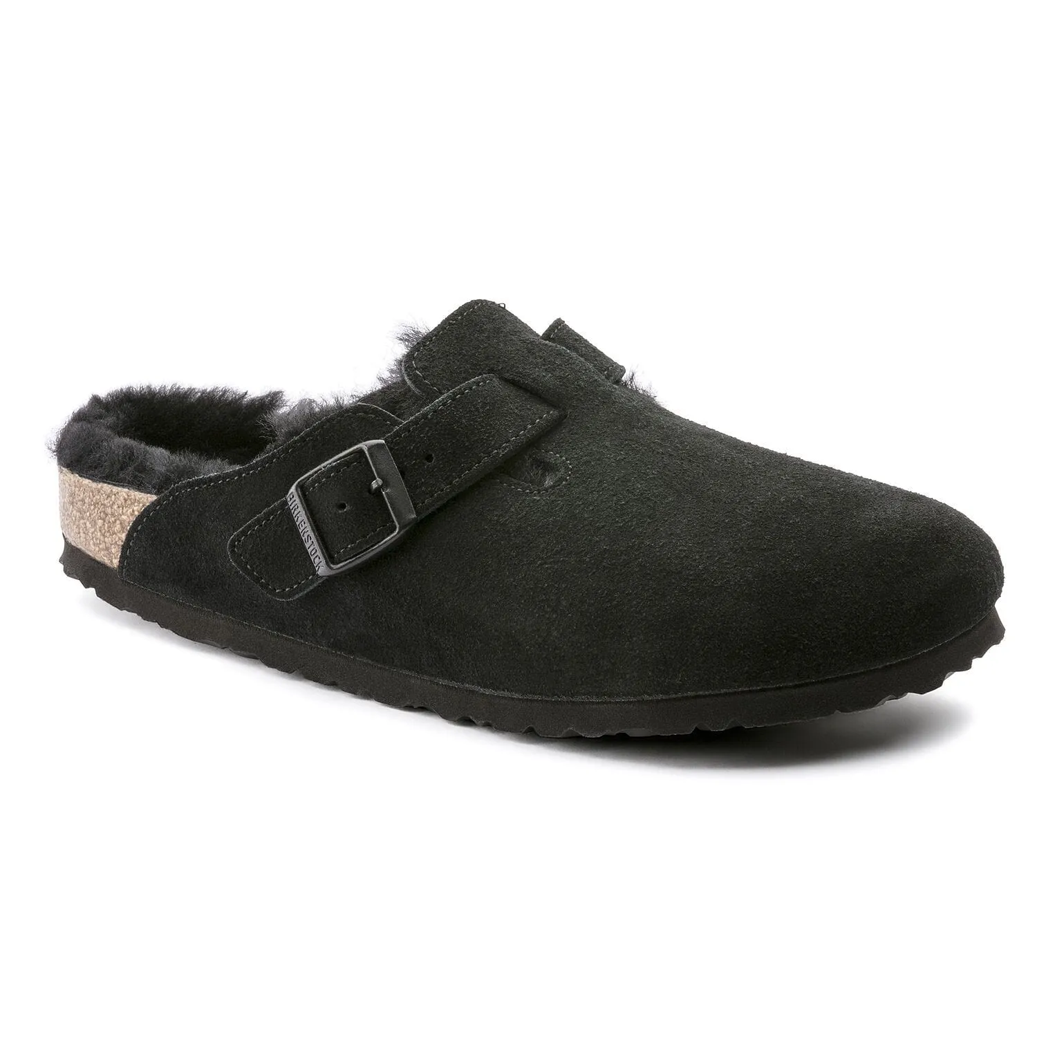 White Clean Soft Land Boston Shearling Clog