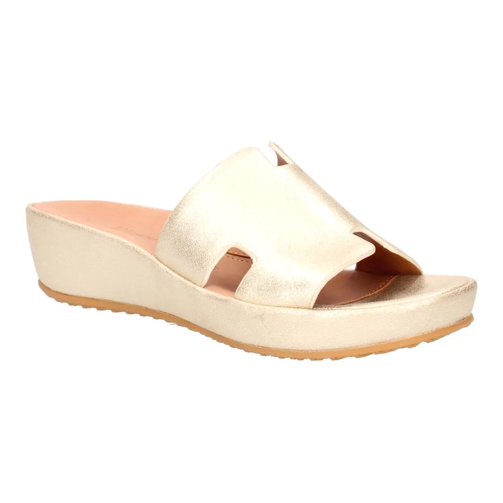 Catiana Slip on Sandal - Gold Stardust Suede Core Flex Lake Step
