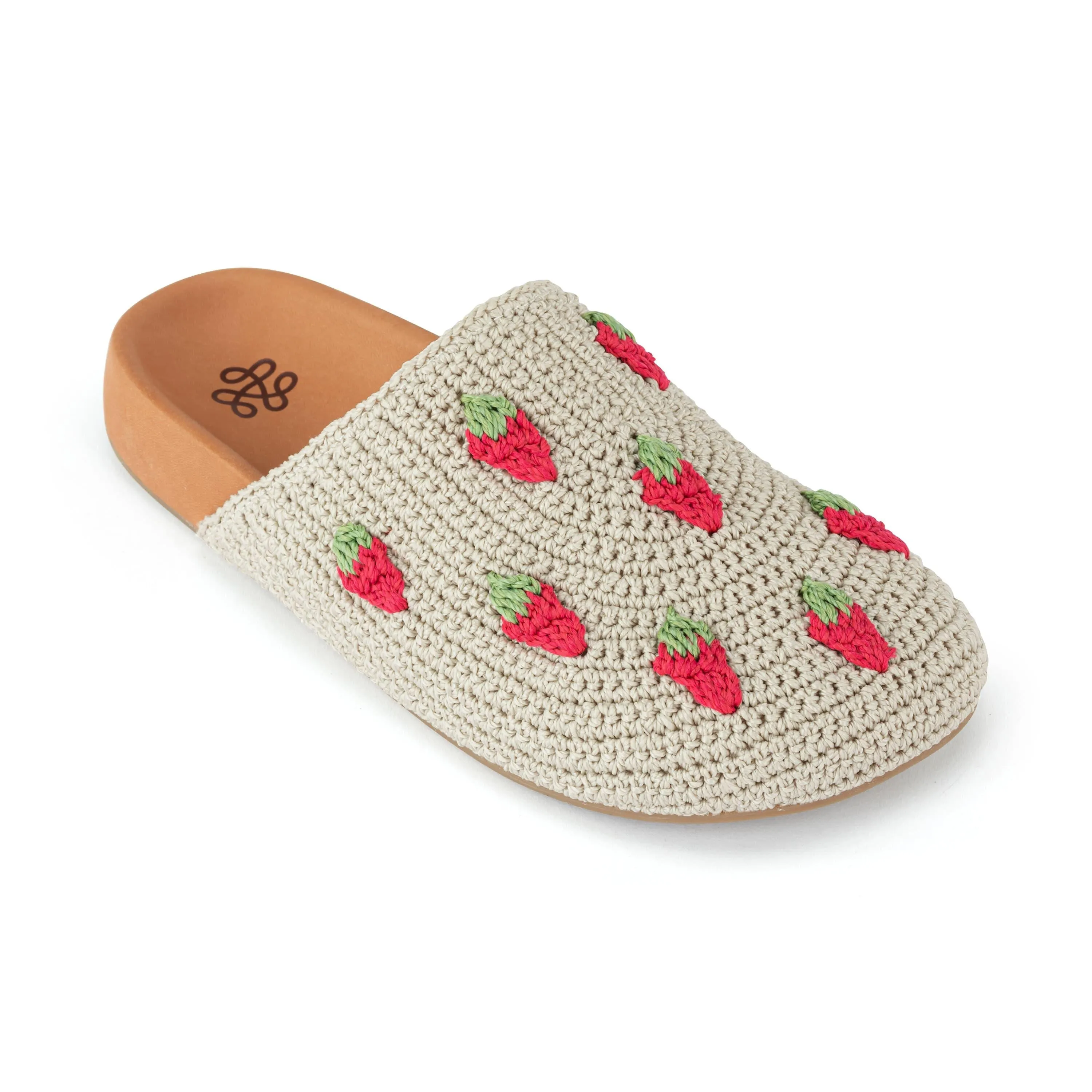 Bolinas Clog - Hand Crochet - Natural Strawberries Agile Path
