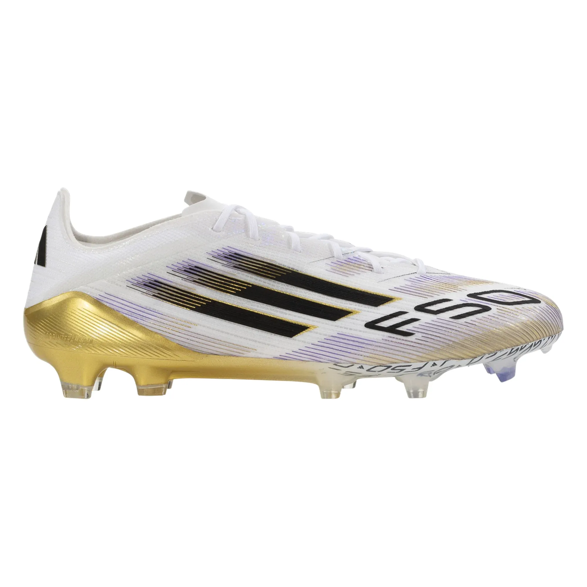 Mesh Upper adidas F50 Elite Firm Ground Soccer Cleats (White/Black/Gold Metallic)