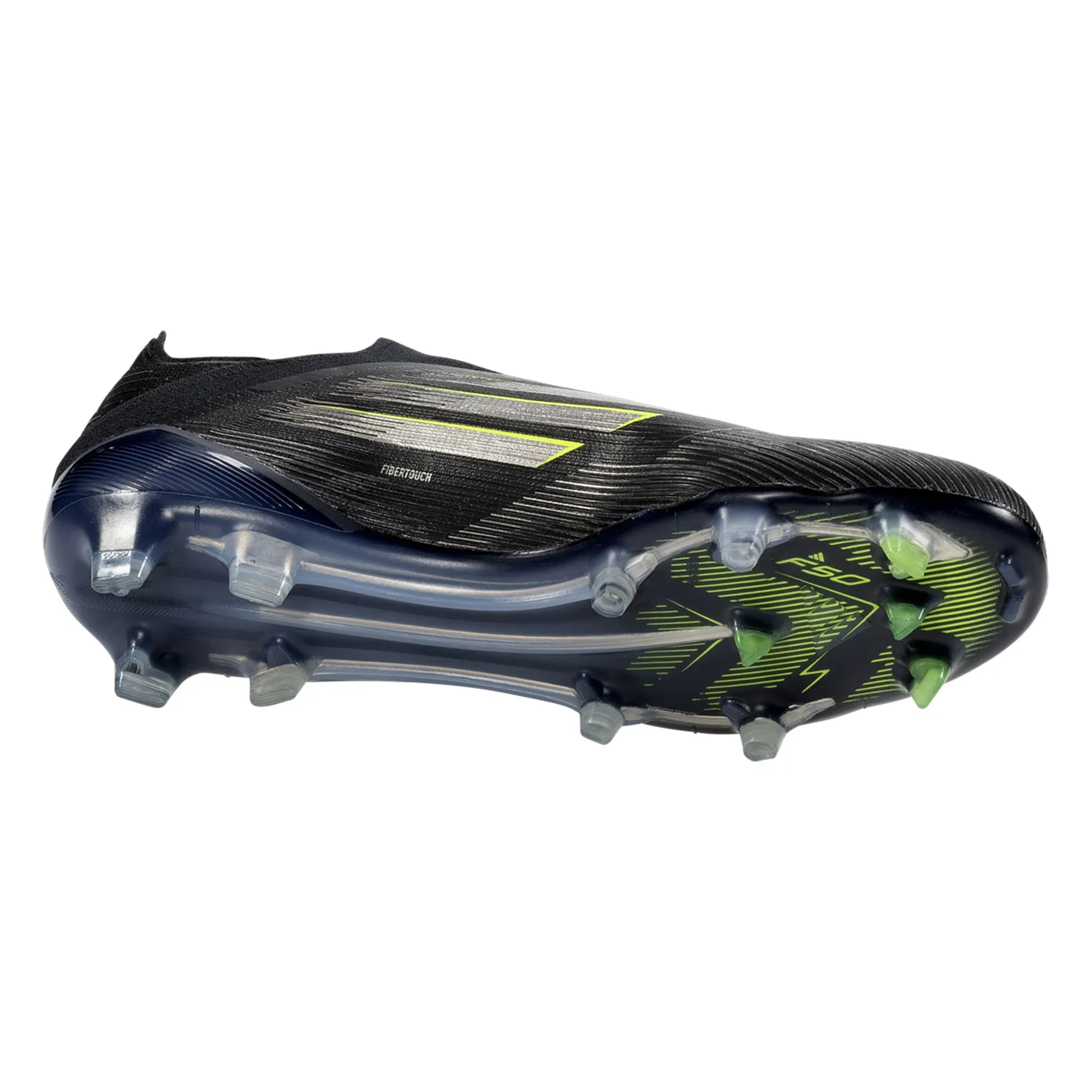Firm Heel Quick Touch adidas F50 Elite Laceless Firm Ground Soccer Cleats (Black/Iron Metallic/Lucid Lemon)
