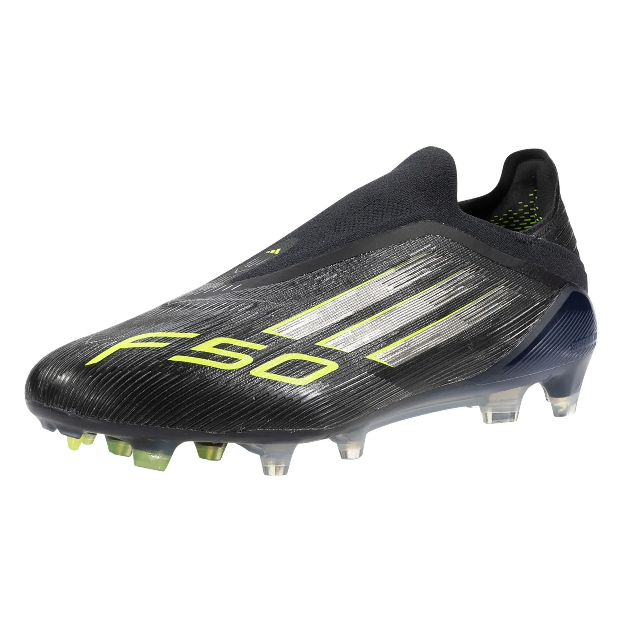 adidas F50 Elite Laceless Firm Ground Soccer Cleats (Black/Iron Metallic/Lucid Lemon) High Performance Stamina Run